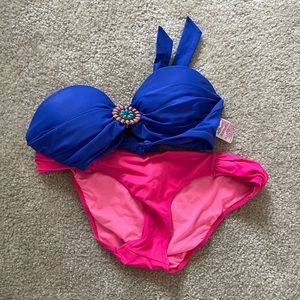 Blue and pink bikini